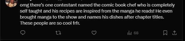 '흑백요리사'를 본 해외 시청자 반응. 만화책에 영감받아 조리법을 연구하고 음식을 만든 도전자에 놀라는 후기다.