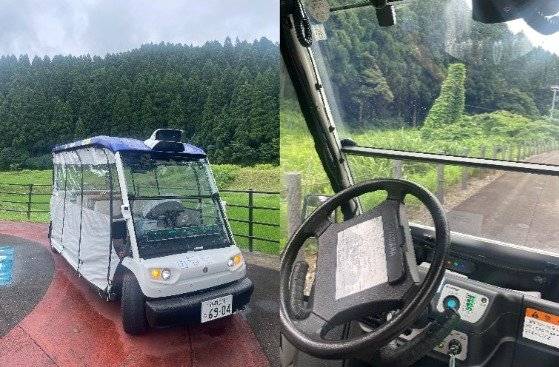 지난 7월 방문한 일본 후쿠이현 에이헤이지정에 있는 레벨4 자율주행 카트. 이 카트는 일본에서 최초로 자율주행 레벨4 주행을 승인 받았다. 홍상지 기자