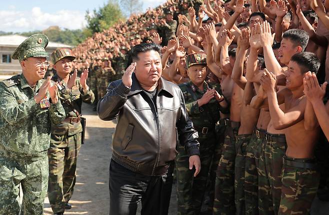 North Korean leader Kim Jong-un inspects a training base of the army's special operations forces on Oct 2, 2024. / News1
