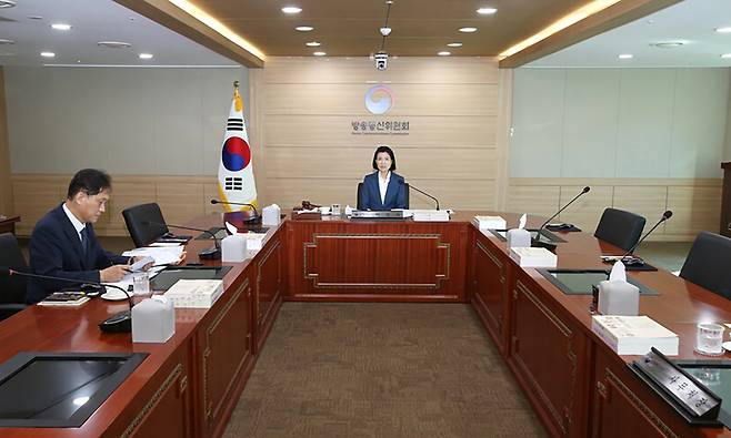 7월31일 이진숙 방통위원장과 김태규 상임위원이 공영방송 이사 선임안 의결을 위한 회의를 열었다. ⓒ방송통신위원회 제공