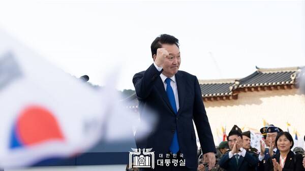 ▲지난 1일 국군의날 행사에 참석한 윤석열 대통령. 사진=대통령실