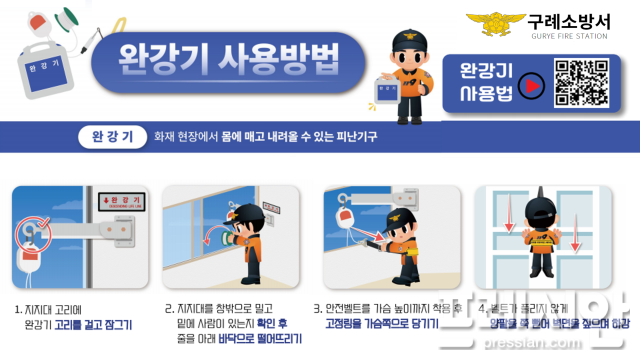 ▲완강기 사용방법ⓒ구례소방서