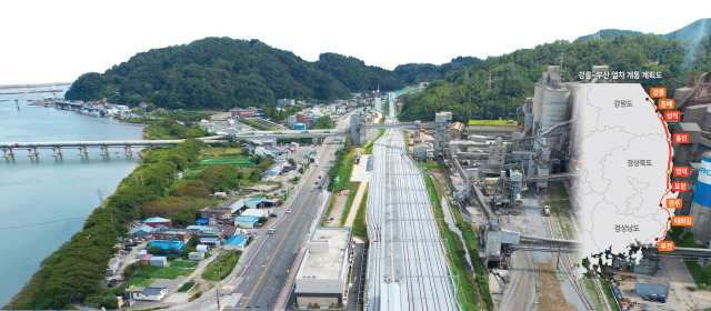 ▲ 올 연말 부산에서 출발한 고속전철이 지나게될 삼척 사직동 동해선 철로.