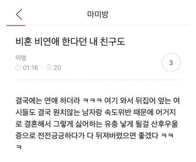 비혼 여시를 제일 잘 패는 집단