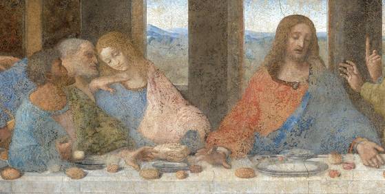 레오나르도 다빈치 '최후의 만찬' 부분 확대 [위키피디어]