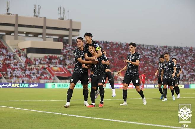 오만 원정에서 득점한 뒤 기뻐하는 한국  (대한축구협회 제공) 2024.9.10/뉴스1