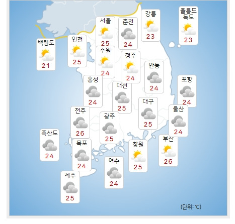 ⓒ기상청: 내일(13일) 오후 전국날씨