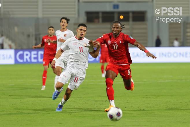 지난 11일 바레인 국립경기장에서 열린 바레인과 인도네시아의 2026 FIFA 북중미 월드컵 아시아 3차 예선 경기 모습. 사진=인도네시아축구협회