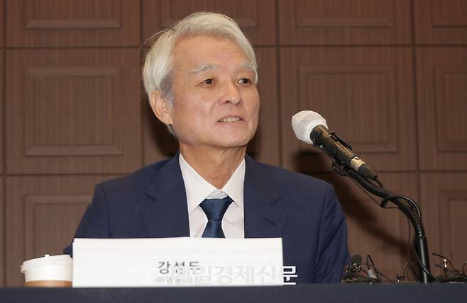 강성두 영풍 사장이 27일 오전 서울 중구 프레스센터에서 열린 고려아연 공개매수 관련 기자간담회에서 발언하고 있다. 2024.9.27 [이승환기자]