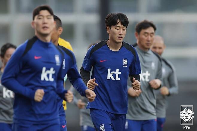 훈련하고 있는 박민규. 사진 | 대한축구협회