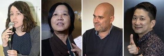 한강 작품을 영어·불어로 번역한 데버라 스미스·최경란·피에르 비지우, 2022년 부커상 숏리스트에 오른 번역가 안톤허(왼쪽부터). [연합뉴스, 뉴스1, 중앙포토]