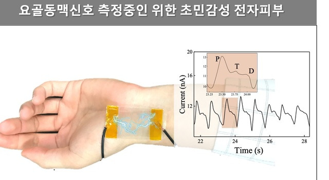 디지스트 에너지공학과 이윤구 교수팀과 전북대학교 기계공학과 임재혁 교수팀이 만든 초민감 전자피부용 압력 센서 개념도. 디지스트 제공