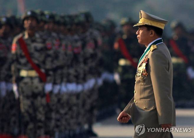 미얀마 군정 수장 흘라잉 최고사령관 [로이터 연합뉴스 자료사진. 재판매 및 DB 금지]