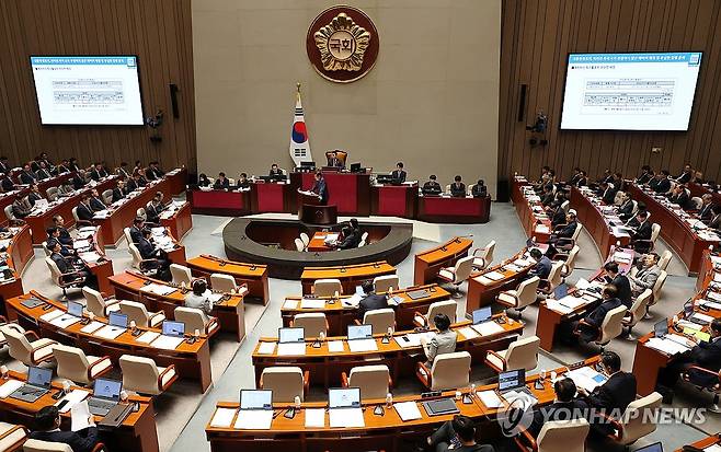 국회 예산결산특별위원회 전체회의 사진은 한덕수 국무총리와 국무위원들이 참석한 가운데 지난 9월 3일 국회에서 열린 예산결산특별위원회 전체회의 모습. [연합뉴스 자료사진]