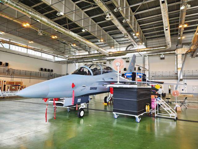 2023년 7월 폴란드 민스크 공군기지에서 납품 준비 중인 FA-50GF 1호기. 한국항공우주산업 제공