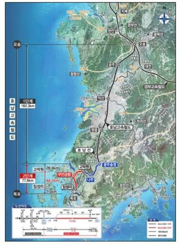 ▲ 호남고속철도 2단계(고막원∼목포) 위치도 [국가철도공단]