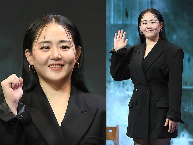 문근영이 블랙 오버사이즈 블레이저 드레스로 시크함을 발산했다.사진=천정환 기자