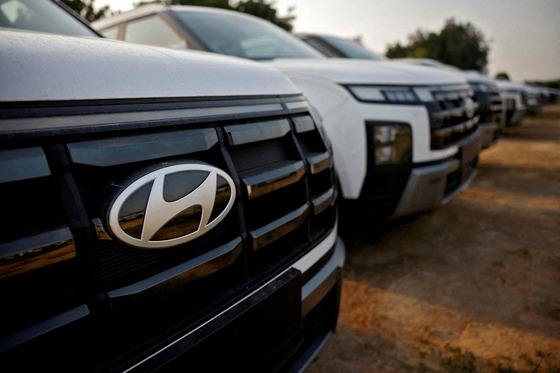 A Hyundai car is parked at a stockyard in India on Oct. 8. [YONHAP/REUTERS]