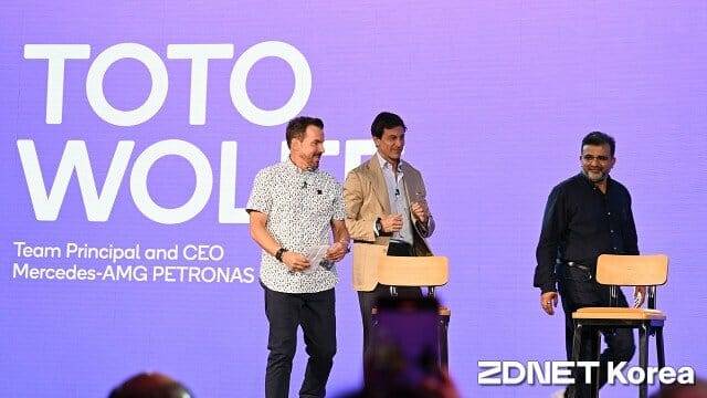 22일(현지시간) 퀄컴 스냅드래곤 서밋 2024 2일차 기조연설에 참여한 토토 울프 메르세데스-AMG 페트로나스 포뮬러1(F1) 팀 대표. (사진=지디넷코리아)