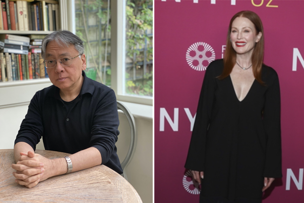 노벨문학상 수상자인 가즈오 이시구로와 할리우드 배우 줄리엔 무어. Lorna Ishiguro 제공 및 AP연합뉴스.