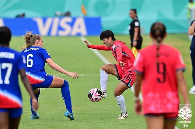 [서울=뉴시스] 한국 17세 이하(U-17) 여자 축구대표팀의 박지유. (사진=대한축구협회 제공) *재판매 및 DB 금지