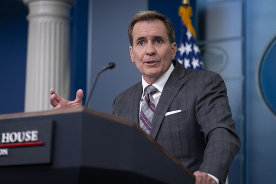 White House National Security Council spokesman John Kirby speaks at the daily briefing at the White House in Washington on Wednesday. [AP/YONHAP]