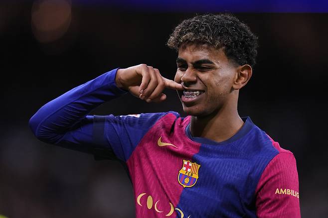 후반 32분 바르셀로나 라민 야말이 3번째 골을 터트렸다. <저작권자(c) 연합뉴스, 무단 전재-재배포, AI 학습 및 활용 금지>