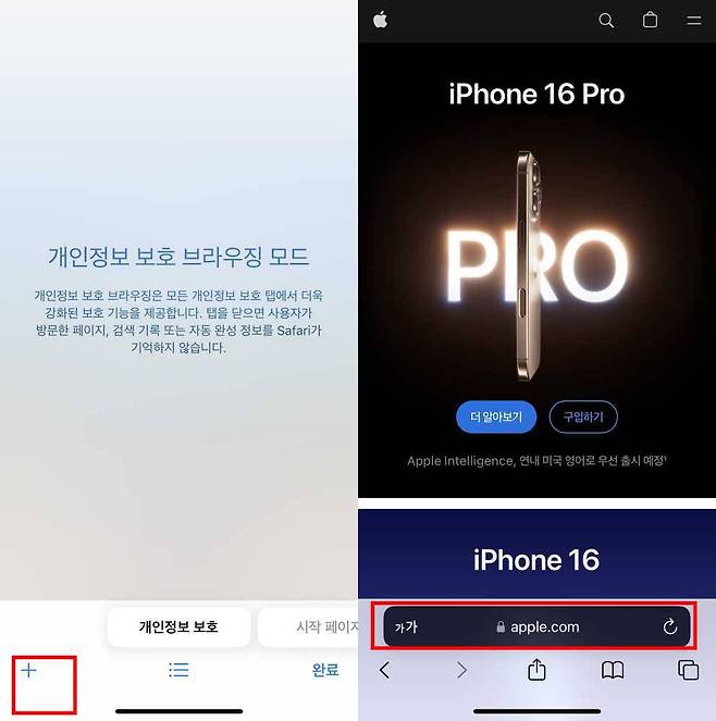 사파리 앱에서 시크릿 모드를 실행한 모습 / 출처=IT동아