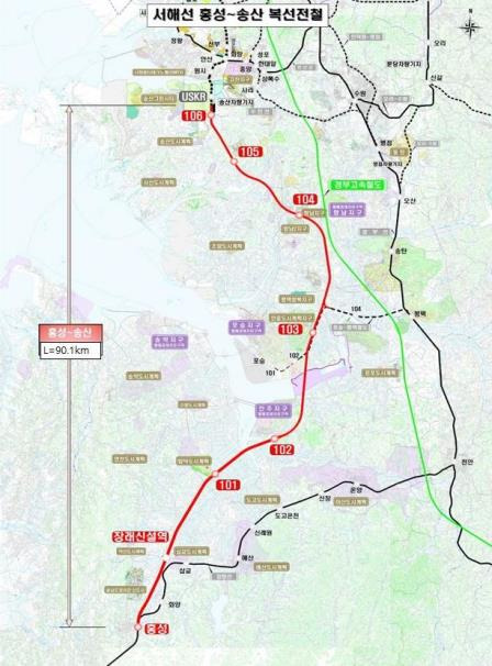 내달 2일 개통하는 서해선 홍성~서화성 구간 [화성시 제공. 재판매 및 DB 금지]