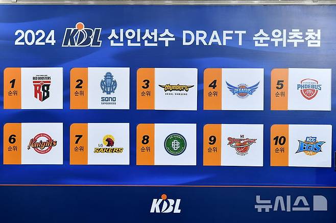 [서울=뉴시스] 30일 오후 2시 KBL센터 교육장에서 진행된 '2024 KBL 신인선수 드래프트 순위 추첨' 사진. (사진=KBL 제공) *재판매 및 DB 금지