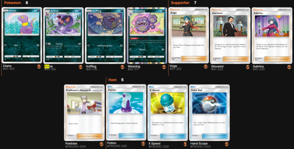 - 피죤투 아보크 덱 리스트 (제작 : ptcgpocket.gg 덱빌더 사용)