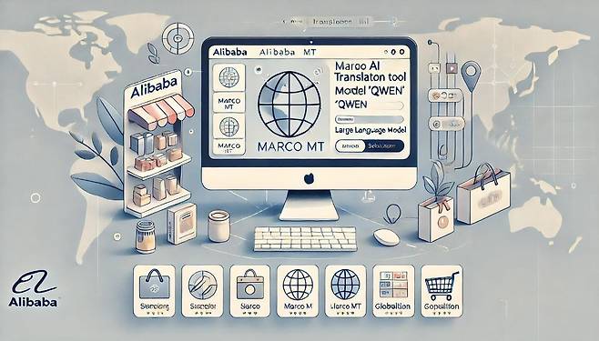 중국 전자상거래 업체 알리바바가 자사 인공지능(AI) 기반 번역 도구의 새로운 버전 '마르코 MT'를 출시하며 글로벌 시장 공략에 박차를 가하고 있다./일러스트=챗GPT·달리3