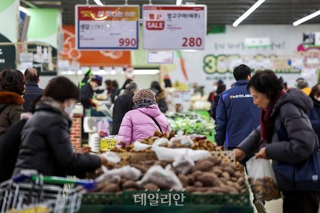 고물가 고금리 등으로 내수 시장이 위축된 가운데 소비자들이 마트에서 장을 보고 있다. ⓒ뉴시스