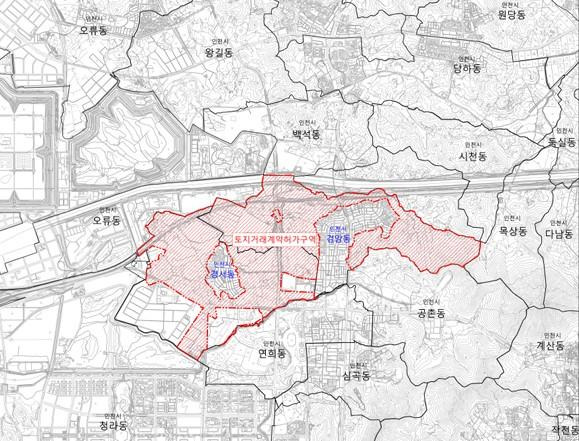 인천 서구 토지거래허가구역 위치도. 인천시 제공