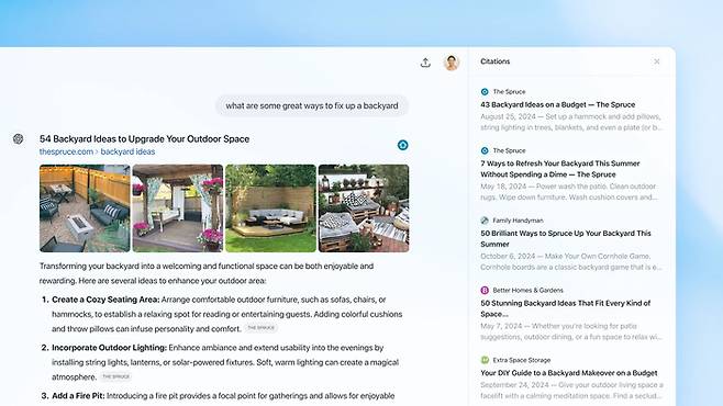 챗GPT 서치 검색 결과 화면. 오픈AI 제공
