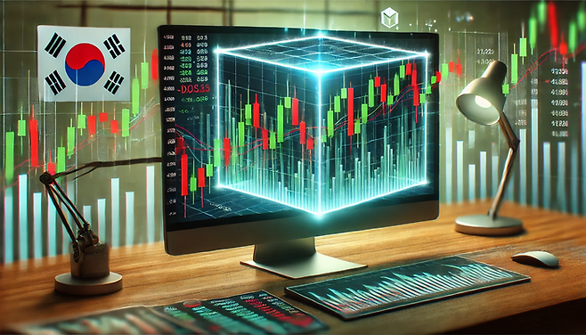 ChatGPT로 생성한 박스권에서 움직이는 한국 증시 관련 이미지. [이미지 = ChatGPT]