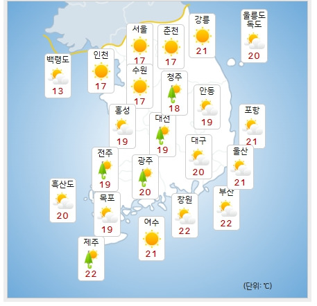 ⓒ기상청: 오늘(4일) 오후 전국날씨