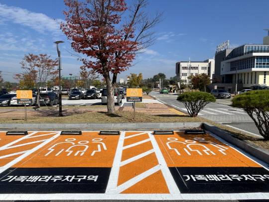 복합문화복지센터 공영주차장에 조성된 가족 배려 주차장 모습.사진=예산군 제공