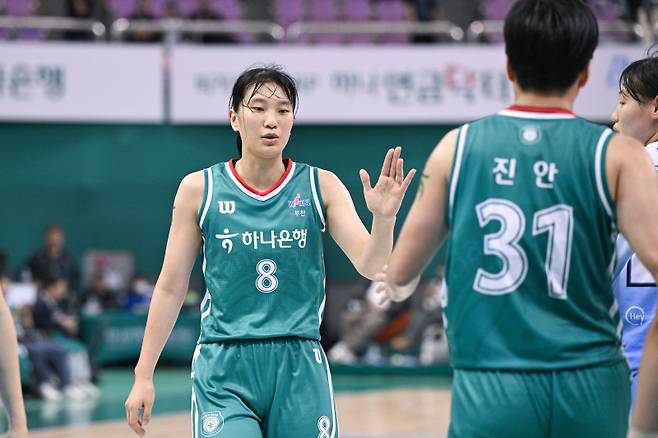 정현(왼쪽)과 진안. 사진=WKBL