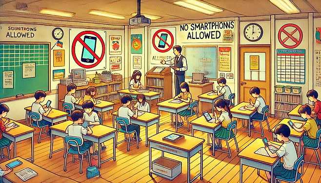 ChatGPT로 생성한 교내 스마트폰 금지 관련 이미지. [이미지 = ChatGPT]