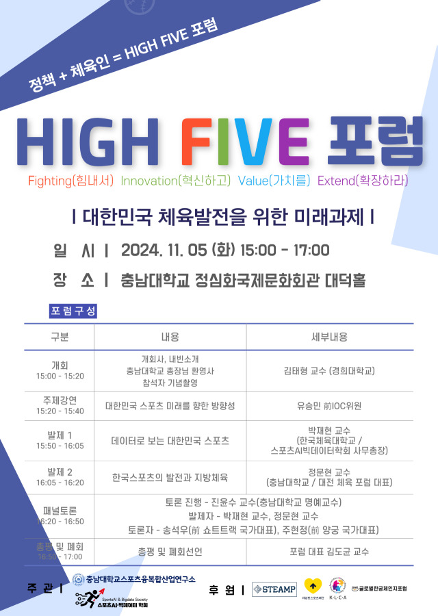 'HIGH_FIVE 포럼' 포스터. /스포츠 AI 빅데이터 학회 제공