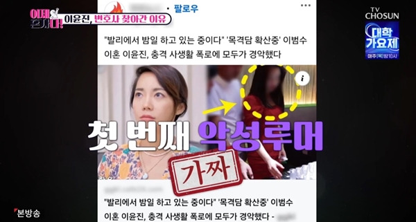 이제 혼자다 이윤진 / 사진=TV조선 캡처