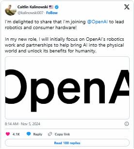 케이틀린 칼리노우스키가 엑스(X·옛 트위터)에 소감을 남긴 모습. 케이틀린 칼리노우스 엑스 계정 캡쳐