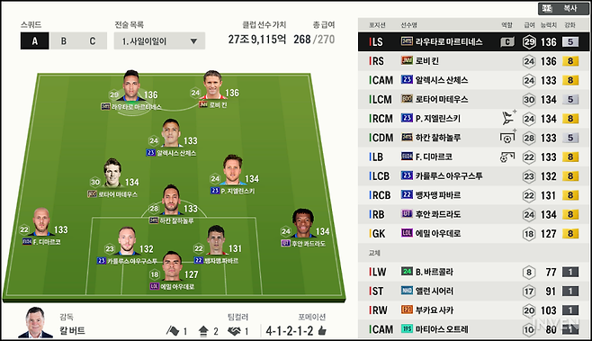 ▲ 롬바르디아 FC 스쿼드. (감독명 : 사일이일이)