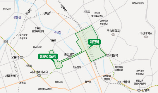 대전 도심융합특구 지정 위치도. 국토부 제공