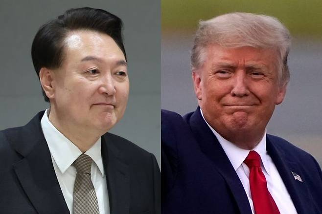 윤석열 대통령과 도널드 트럼프 미국 대통령 당선인(사진 왼쪽부터) ⓒAP/뉴시스