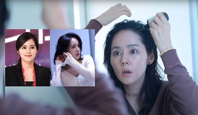 배우 한가인(42)​이 과거에는 가르마를 왼쪽으로 탔었는데, 요즘은 오른쪽으로 탄다고 했다./사진=​사진=유튜브 채널 '자유부인 한가인'​ 캡처