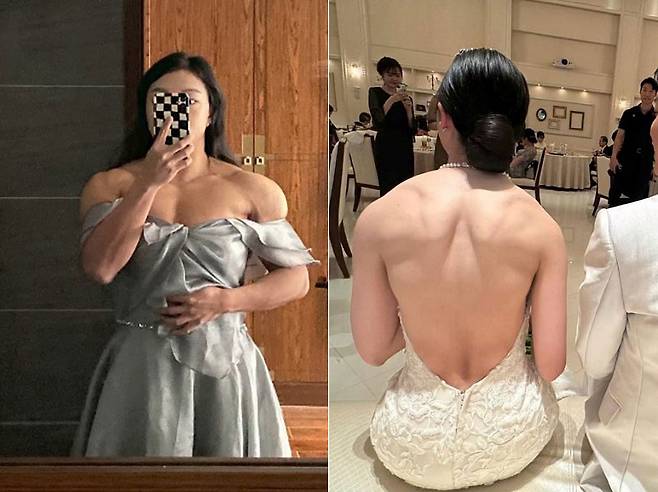 중국 결혼식장에 등장한 한 신부의 등근육이 화제다./사진=docnhanh