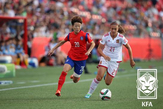 2015년 여자 월드컵 당시 한국 대 스페인의 경기 모습. 사진=대한축구협회