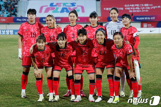 한국여자축구 대표팀. 2024.4.5/뉴스1 ⓒ News1 안은나 기자